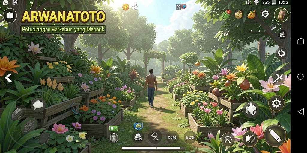 Tangkapan layar ARWANATOTO menampilkan gameplay pertanian yang interaktif dan menyenangkan.