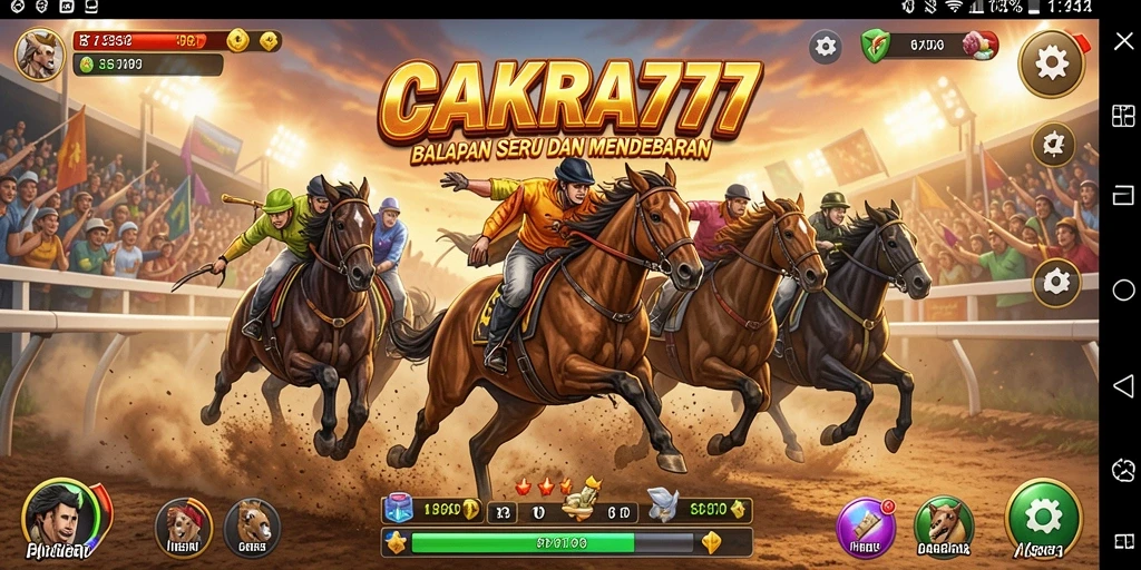 Screenshot gameplay CAKRA777 menampilkan aksi balapan yang cepat dan mendebarkan.